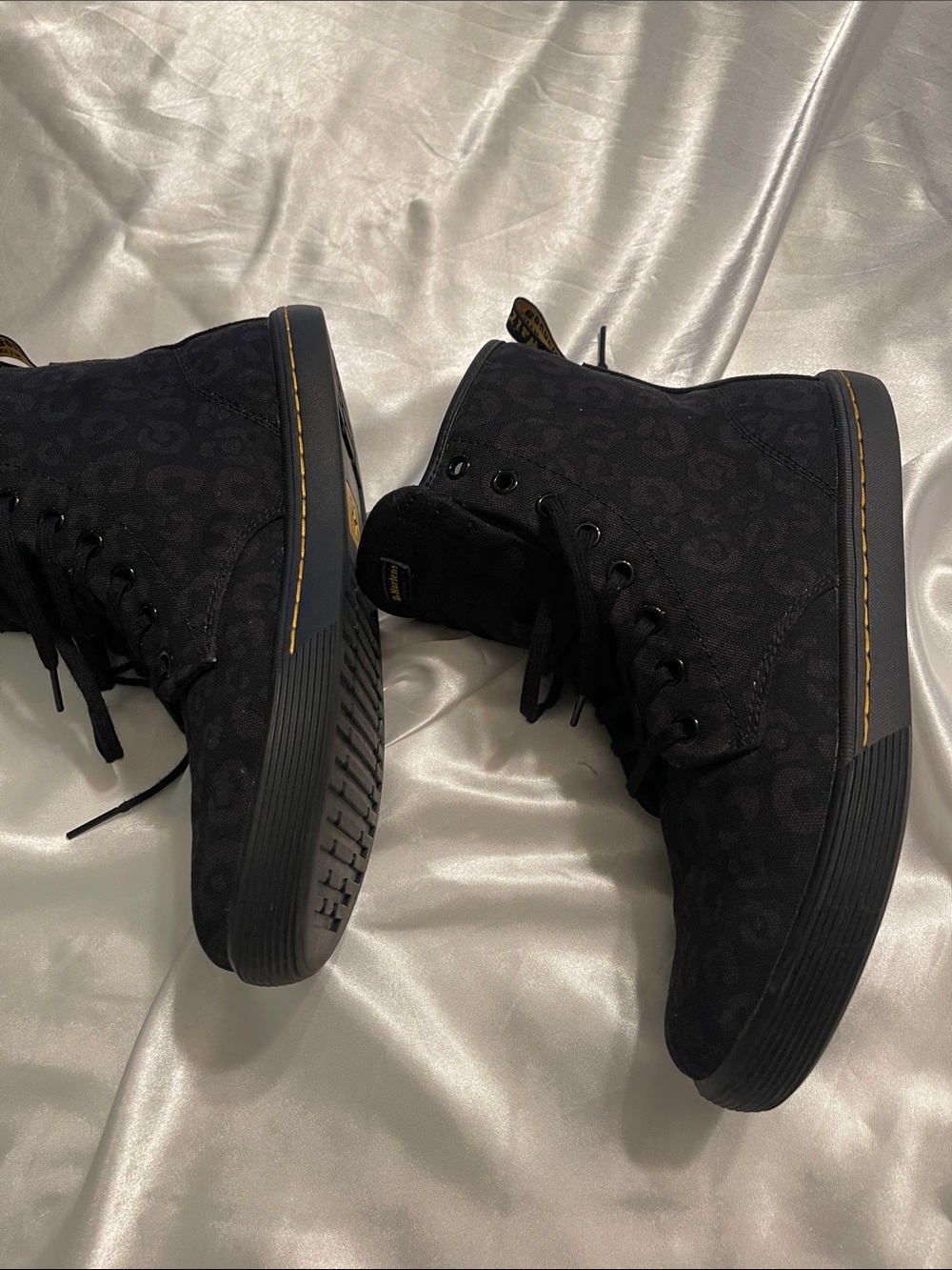 Dr. Martens Black Canvas Lace-Up Skull Pattern Boots - Picture 11 of 12